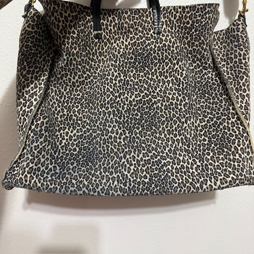 Clare V Marcelle Suede Simple Tote Leopard Print Large Shoulder Bag - Picture 7 of 8